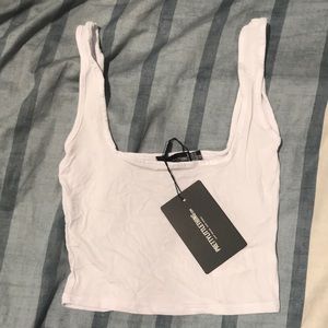 Prettylittlething white square neck crop tank
